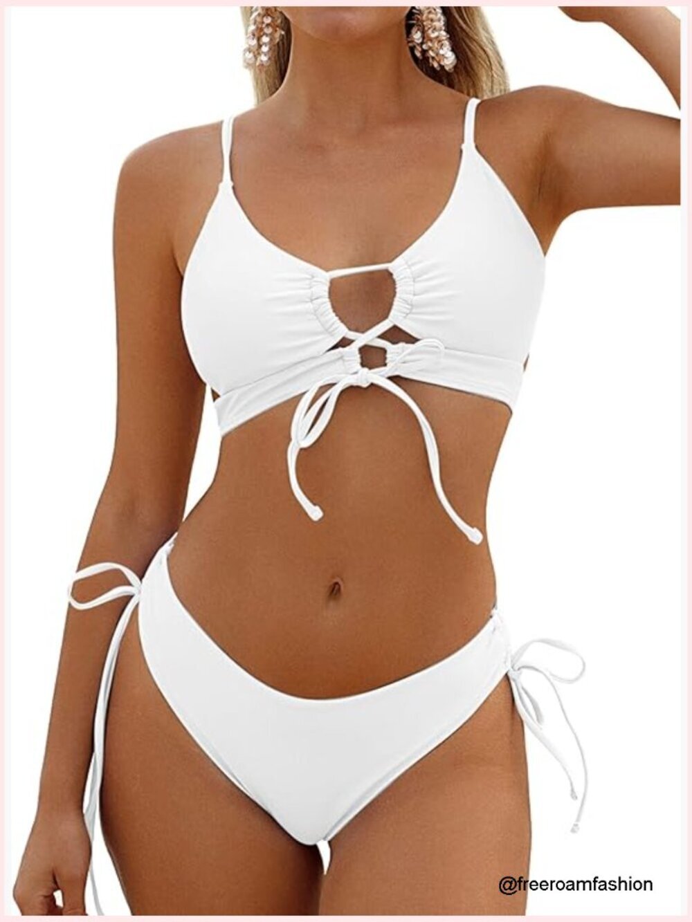 Medium Bikini Set with Lace Up Tie Side and Removable Padded Bra